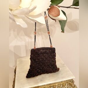 Gregory Ladner Evening Wear Brown Crystal Beaded Bag